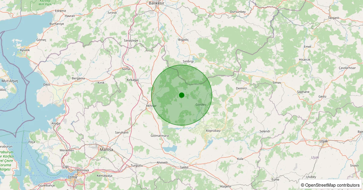16 Ekim 2025 saat 08:01 - Akhisar - Dağdere Köyü - 1.90ml depreminin harita gösterimi