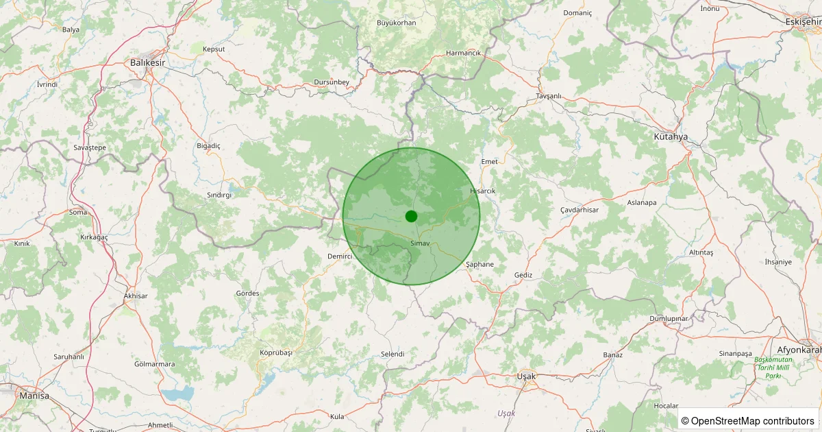 16 Ekim 2025 saat 10:48 - Simav - Naşa/Cumhuriyet - 1.00ml depreminin harita gösterimi
