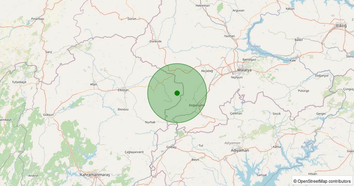 04 Ekim 2025 saat 05:22 - Elbistan - 1.50ML depreminin harita gösterimi