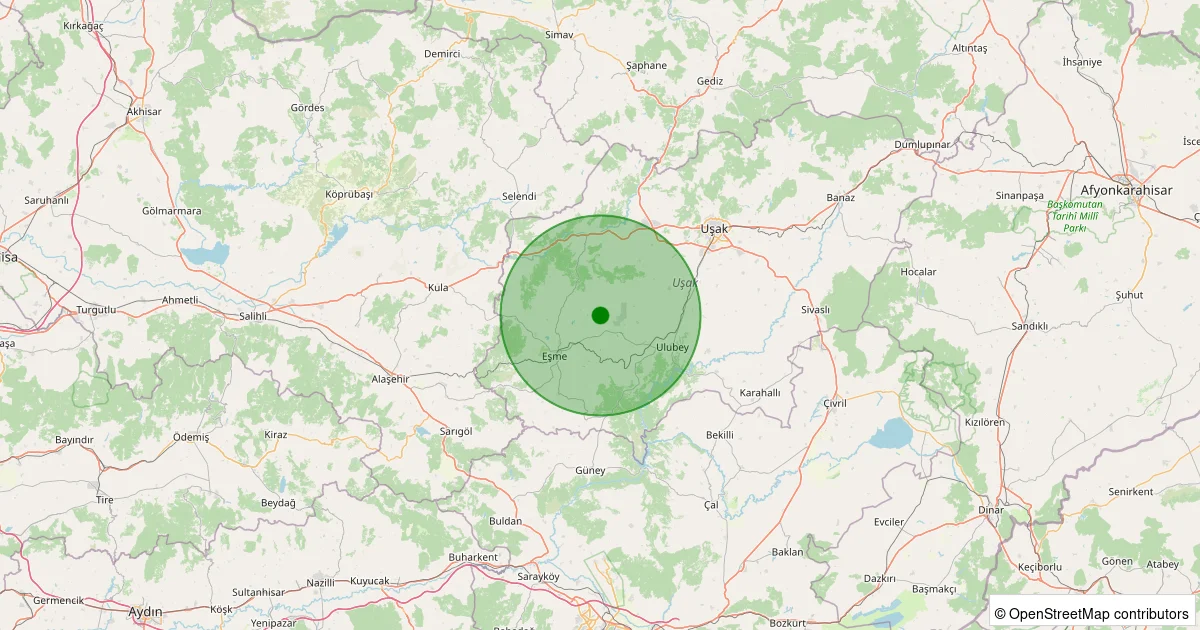 16 Ekim 2025 saat 15:34 - Eşme - Bekişli Köyü - 1.30ml depreminin harita gösterimi