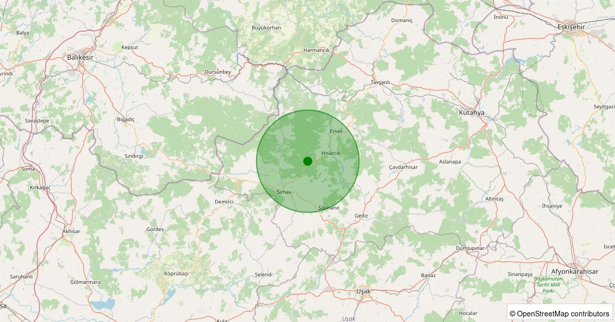 16 Ekim 2025 saat 15:38 - Hisarcık - Karaağıl Köyü - 0.80ml depreminin harita gösterimi