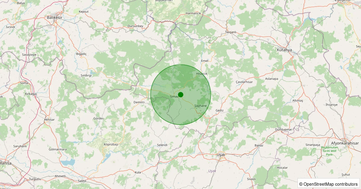 16 Ekim 2025 saat 16:08 - Simav - Söğüt Köyü - 1.40ml depreminin harita gösterimi