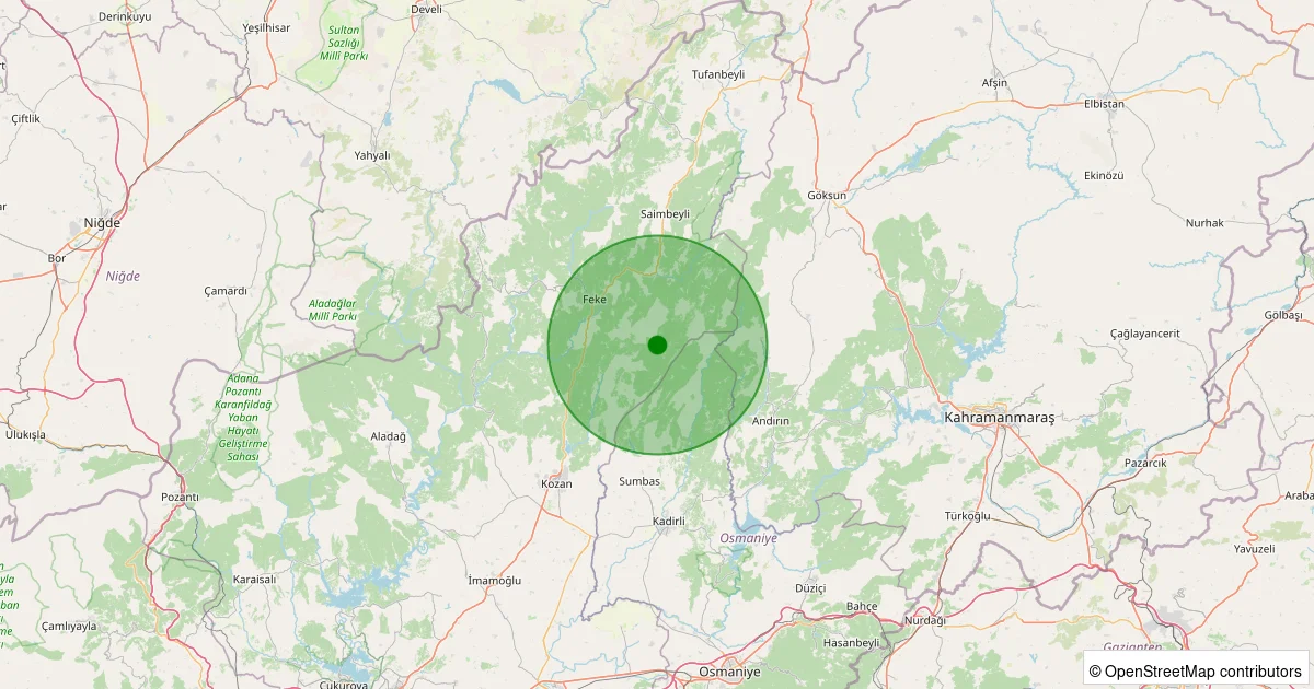 16 Ekim 2025 saat 17:36 - Kozan - Akçalıuşağı - 2.50ml depreminin harita gösterimi