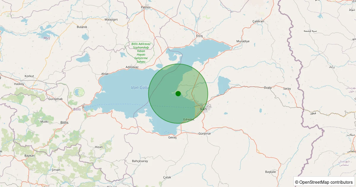 16 Ekim 2025 saat 19:14 - Tuşba - 3.50ml depreminin harita gösterimi
