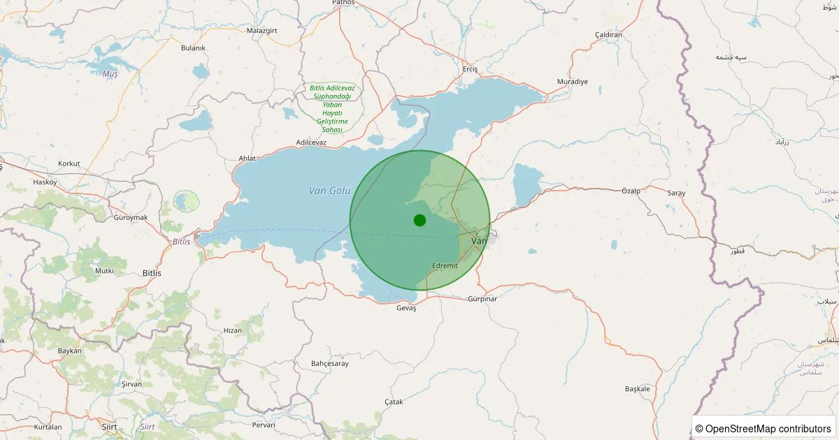 16 Ekim 2025 saat 19:33 - Tuşba - 2.40ml depreminin harita gösterimi