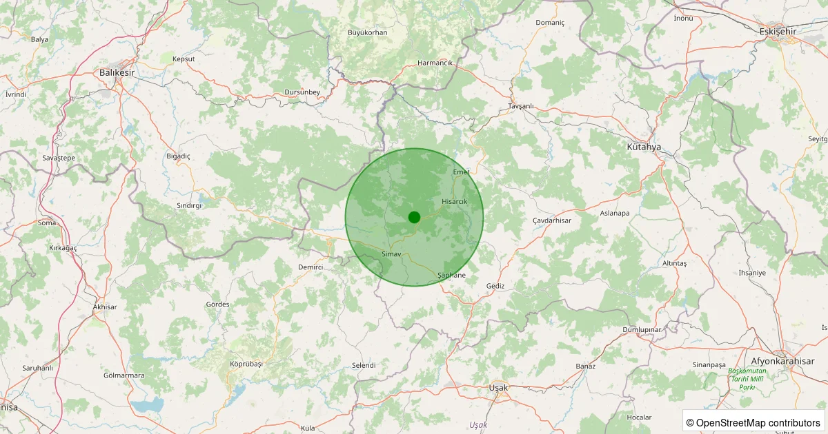 16 Ekim 2025 saat 21:05 - Hisarcık - Karaağıl Köyü - 1.10ml depreminin harita gösterimi