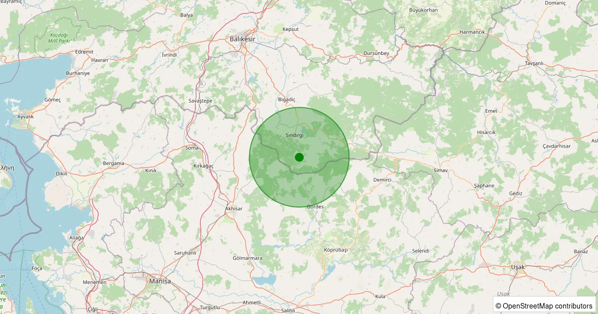 04 Ekim 2025 saat 07:19 - Sındırgı - 1.30ML depreminin harita gösterimi