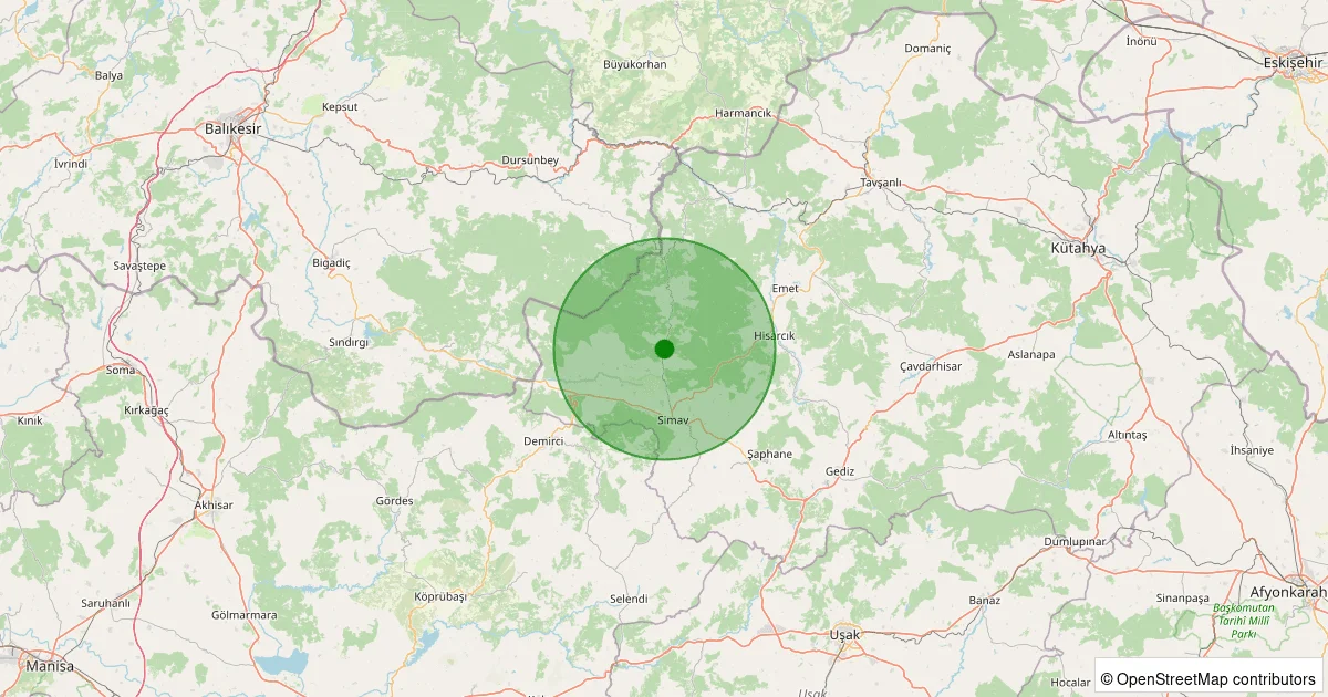04 Ekim 2025 saat 09:54 - Simav - 0.90ML depreminin harita gösterimi