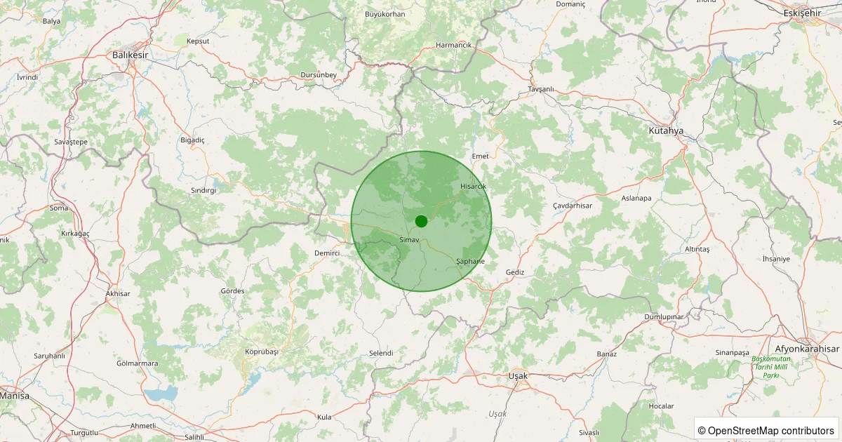 04 Ekim 2025 saat 10:04 - Simav - 1.20ML depreminin harita gösterimi