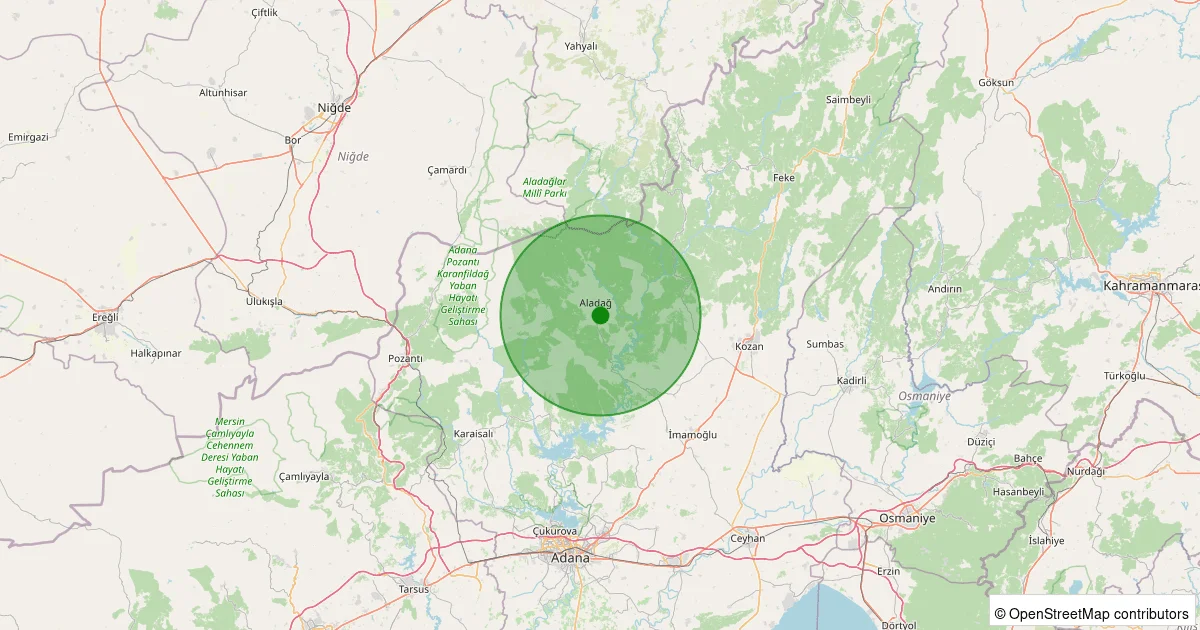 04 Ekim 2025 saat 11:23 - Aladağ - 1.60ML depreminin harita gösterimi