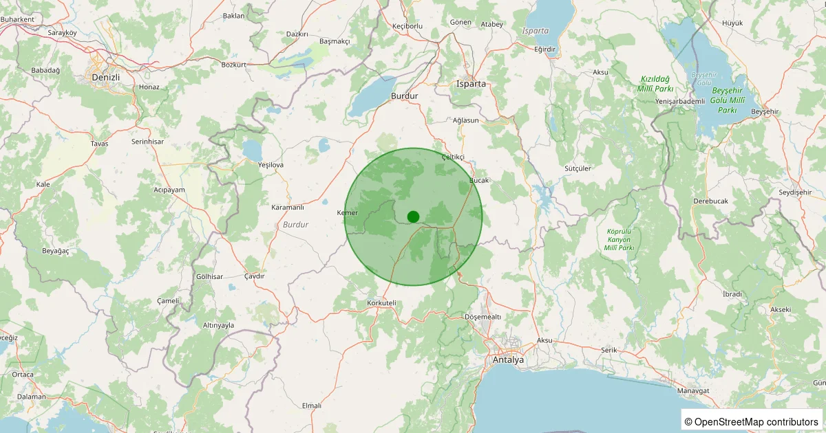 04 Ekim 2025 saat 12:01 - Bucak - 2.20ML depreminin harita gösterimi