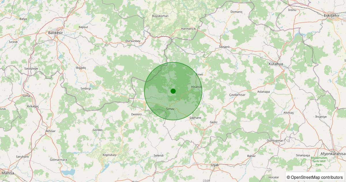 04 Ekim 2025 saat 16:03 - Simav - 1.10ML depreminin harita gösterimi