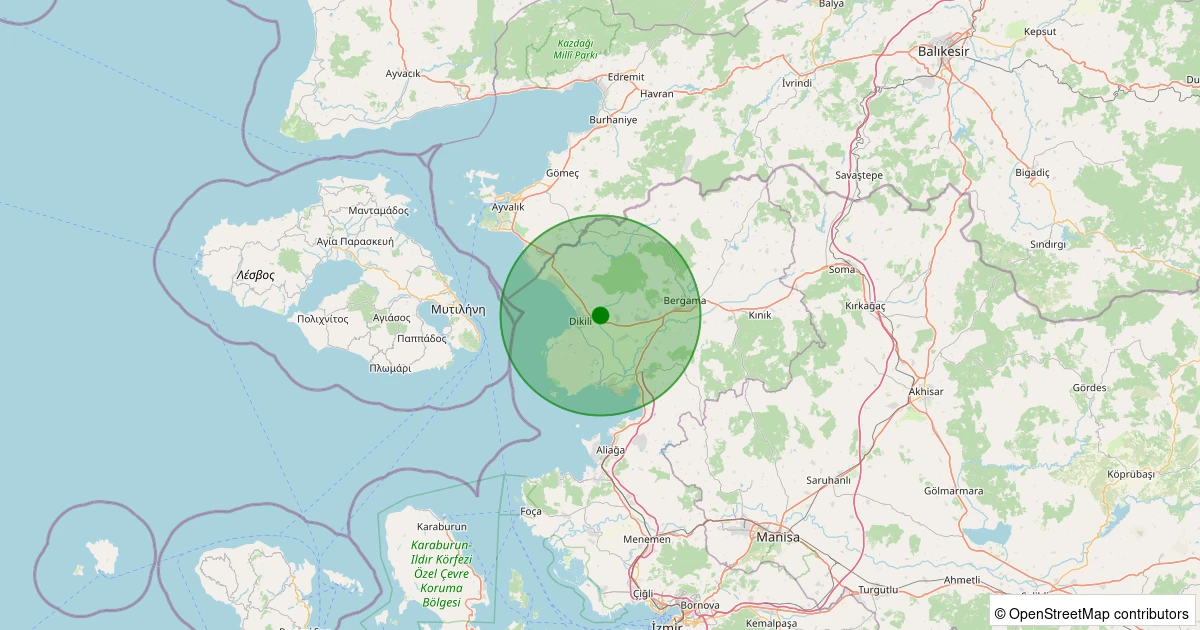18 Ekim 2025 saat 12:38 - Dikili - İsmetpaşa - 1.70ml depreminin harita gösterimi