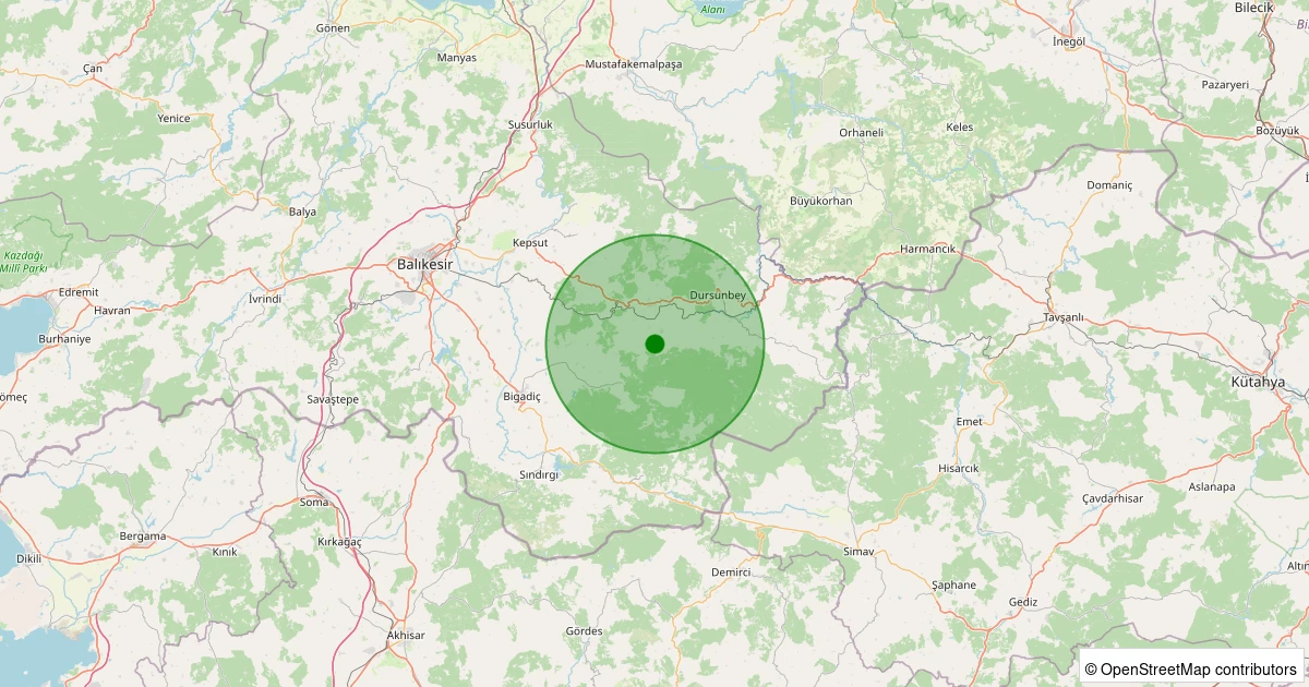18 Ekim 2025 saat 12:53 - Dursunbey - Sağırlar - 1.60ml depreminin harita gösterimi