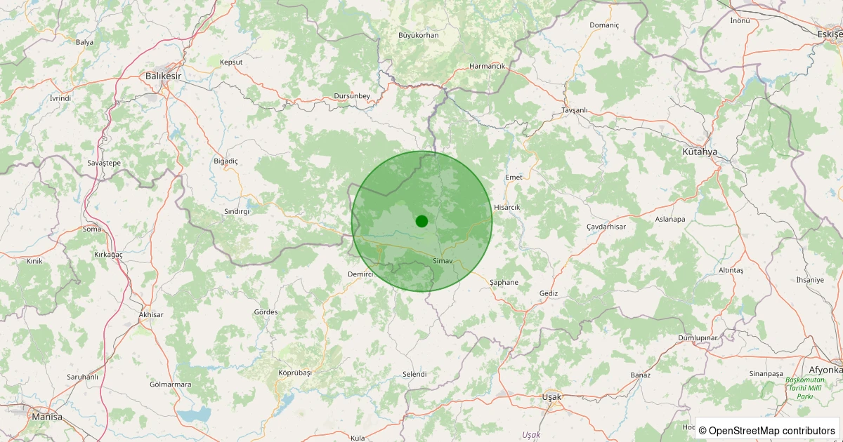 18 Ekim 2025 saat 13:28 - Simav - Hamzabey - 1.20ml depreminin harita gösterimi