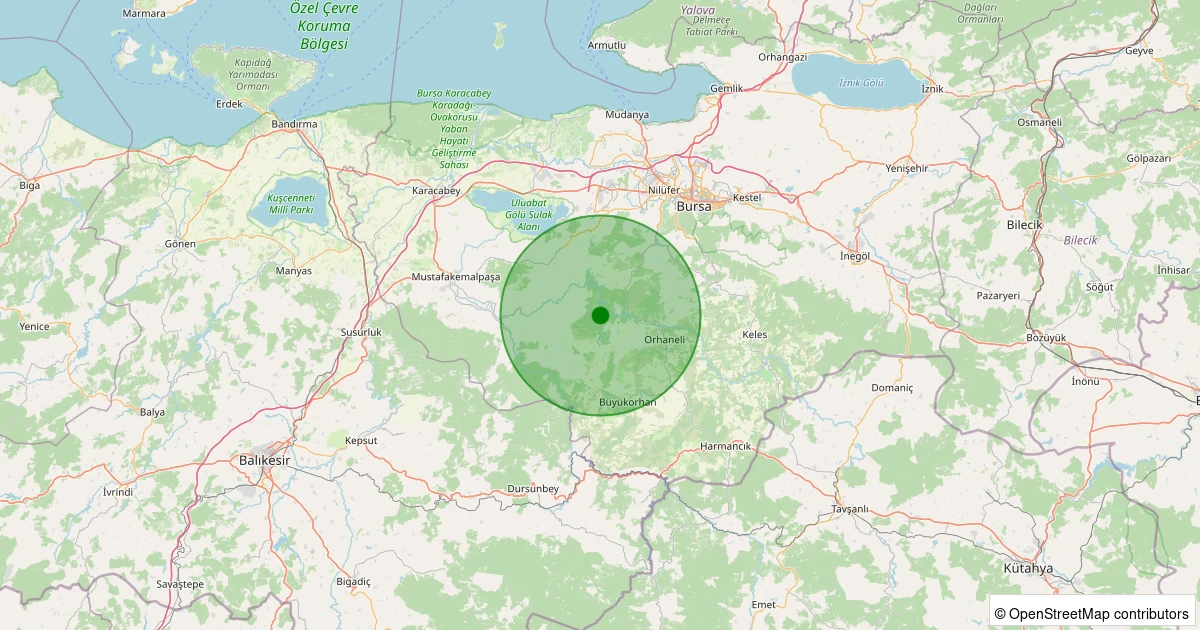 18 Ekim 2025 saat 14:42 - Orhaneli - Gümüşpınar - 1.60ml depreminin harita gösterimi