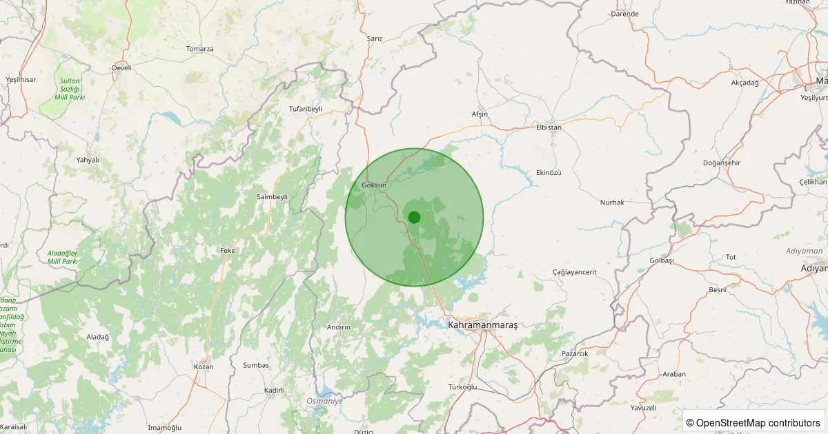 04 Ekim 2025 saat 19:04 - Onikişubat - 1.60ML depreminin harita gösterimi