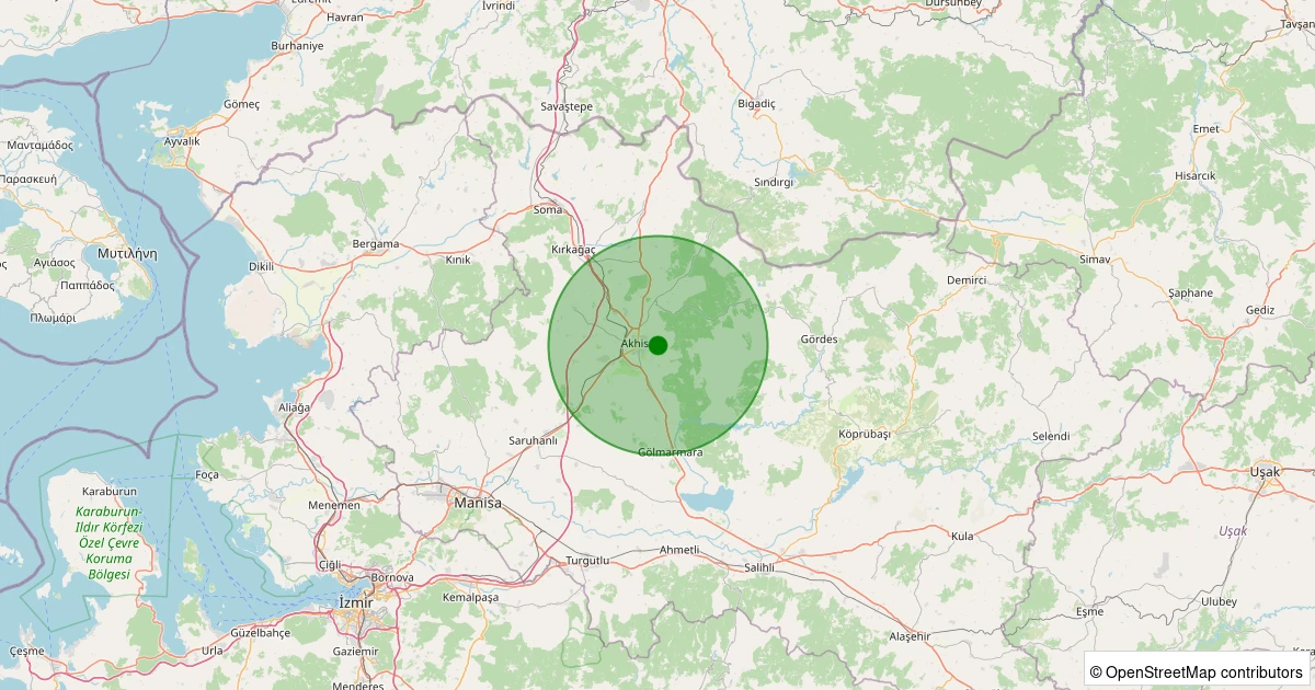18 Ekim 2025 saat 18:00 - Akhisar - Efendi - 1.20ml depreminin harita gösterimi