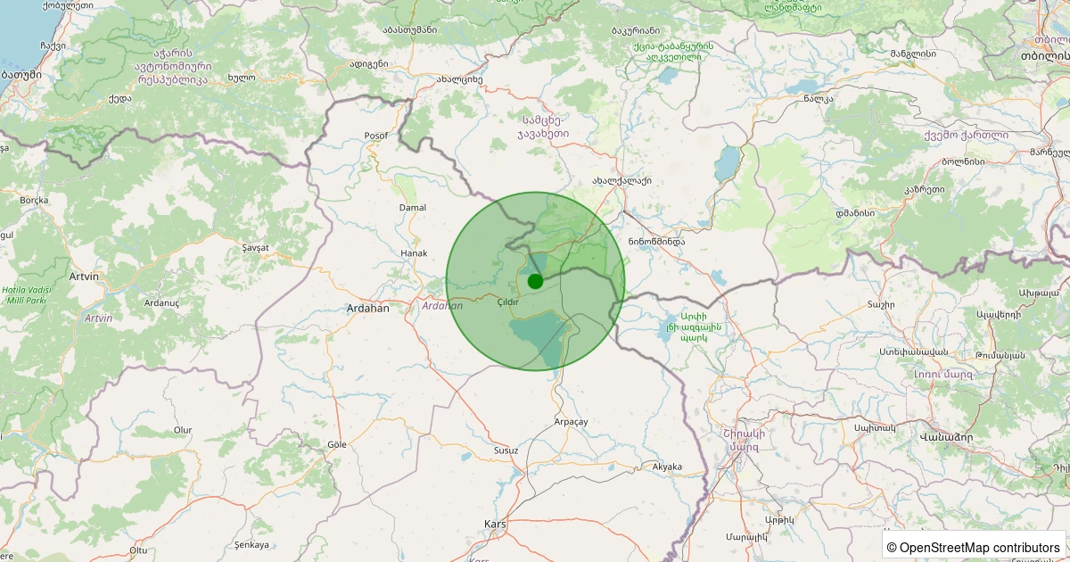 18 Ekim 2025 saat 19:11 - Çıldır - Aşıkşenlik/Yenimahalle - 1.60ml depreminin harita gösterimi