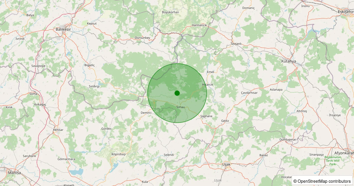 04 Ekim 2025 saat 20:04 - HAMZABEY-SIMAV - 1.10ML depreminin harita gösterimi