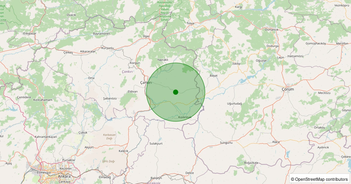18 Ekim 2025 saat 21:54 - Merkez - Ovacık Köyü - 1.40ml depreminin harita gösterimi