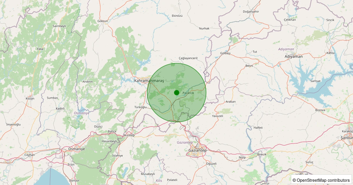 19 Ekim 2025 saat 00:44 - Dulkadiroğlu - Söğütlü - 1.10ml depreminin harita gösterimi