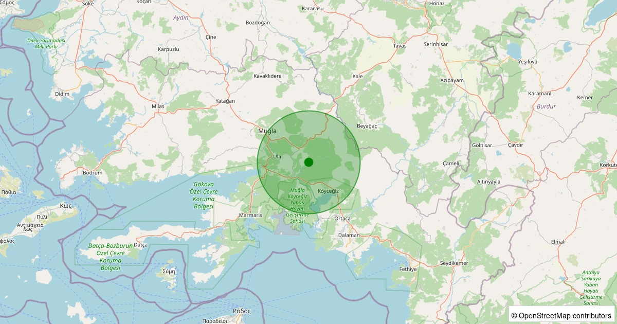 19 Ekim 2025 saat 02:09 - Köyceğiz - Balcılar - 1.60ml depreminin harita gösterimi