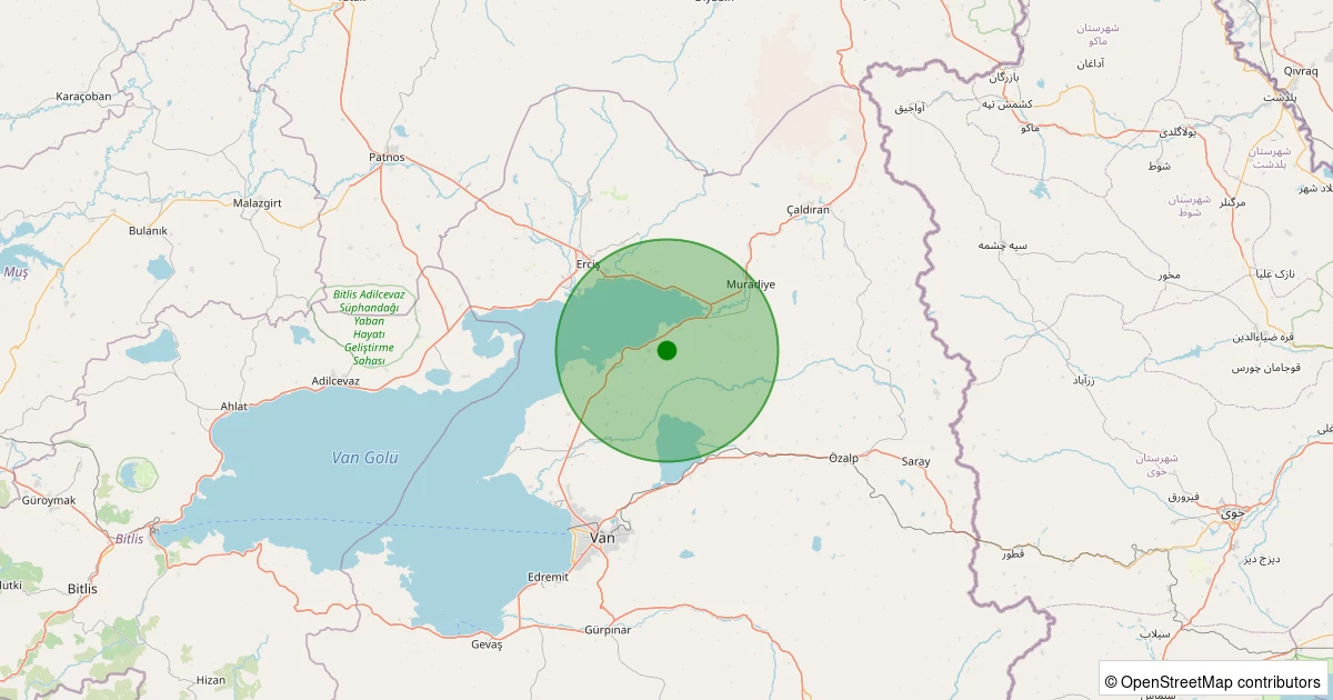 19 Ekim 2025 saat 02:50 - Tuşba - Çolpan - 1.90ml depreminin harita gösterimi