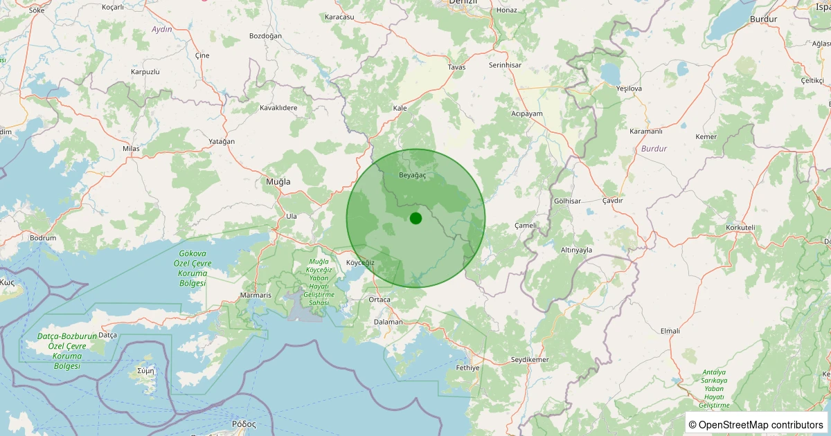 19 Ekim 2025 saat 04:12 - Köyceğiz - Otmanlar - 1.10ml depreminin harita gösterimi
