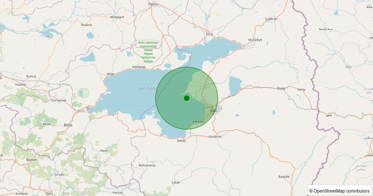 19 Ekim 2025 saat 04:55 - Tuşba - 3.20ml depreminin harita gösterimi