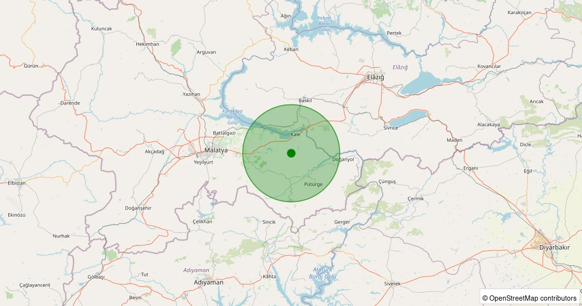 19 Ekim 2025 saat 05:20 - Pütürge - Pazarcık Köyü - 1.40ml depreminin harita gösterimi