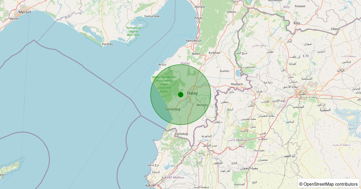19 Ekim 2025 saat 07:01 - Samandağ - Çanakoluk - 3.00ml depreminin harita gösterimi