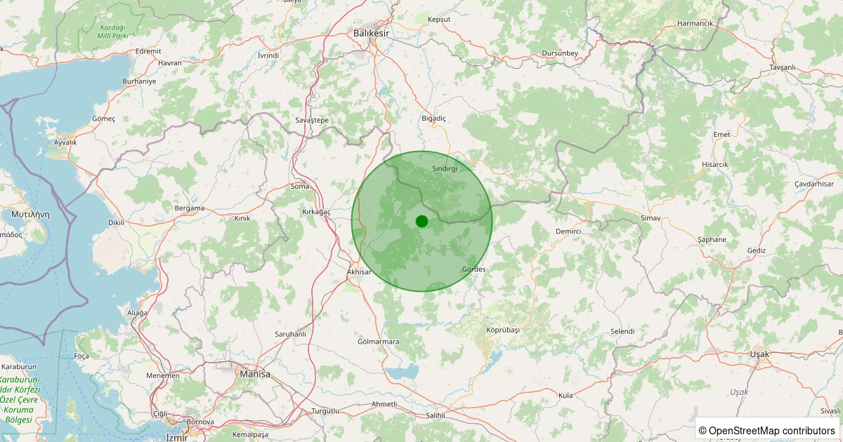19 Ekim 2025 saat 09:11 - Akhisar - 1.30ml depreminin harita gösterimi