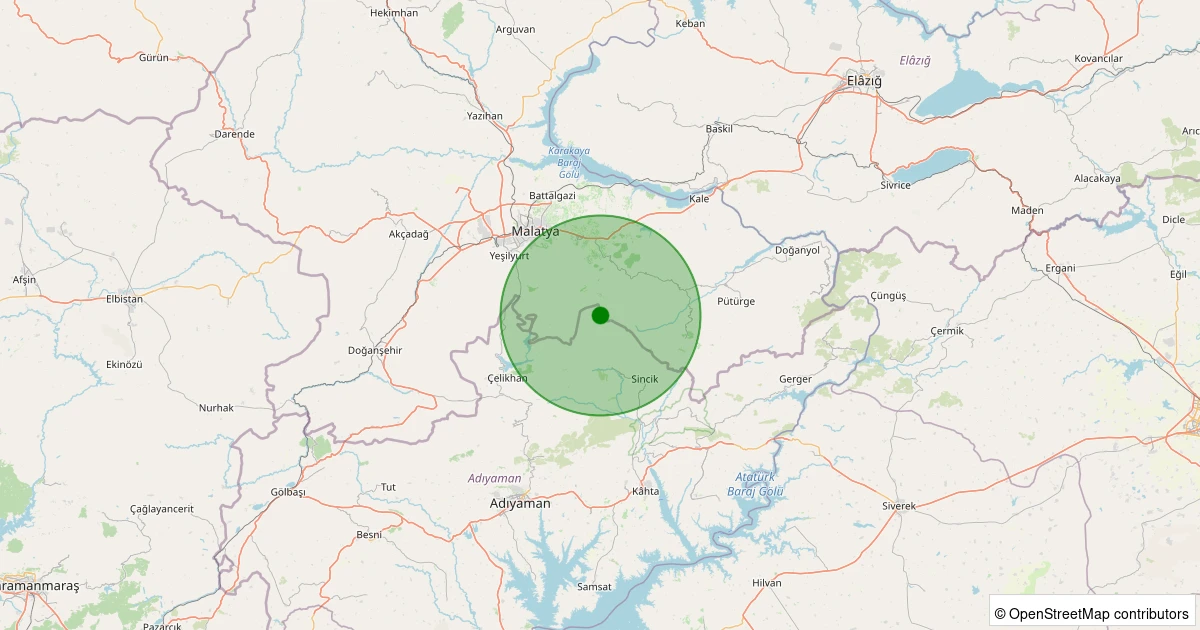 19 Ekim 2025 saat 09:23 - Battalgazi - Gülümuşağı Köyü - 1.00ml depreminin harita gösterimi