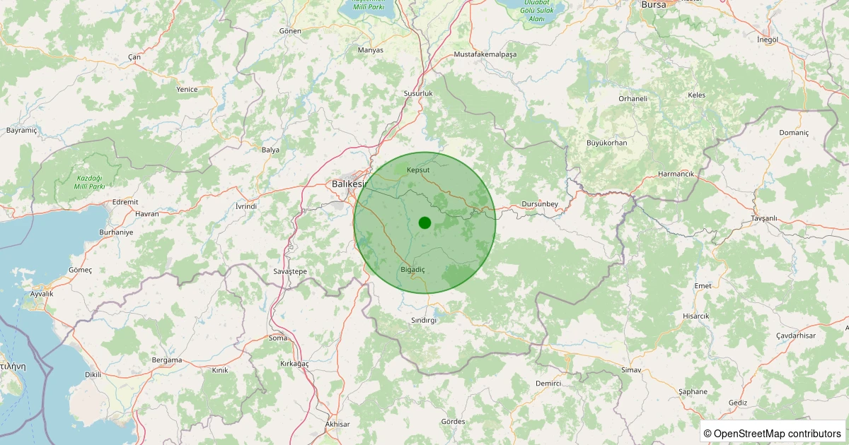 19 Ekim 2025 saat 12:52 - Bigadiç - İskele - 1.40ml depreminin harita gösterimi