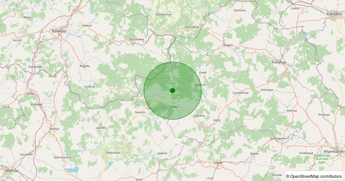 19 Ekim 2025 saat 17:28 - Simav - 1.20ml depreminin harita gösterimi