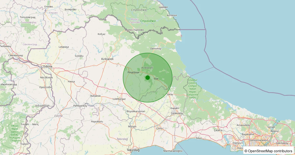 04 Ekim 2025 saat 22:25 - Vize - 1.50ML depreminin harita gösterimi