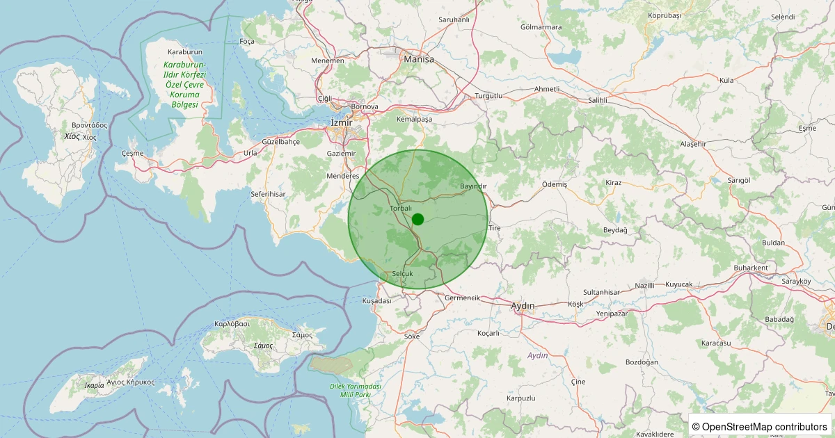 20 Ekim 2025 saat 01:24 - Torbalı - Pamukyazı - 1.10ML depreminin harita gösterimi