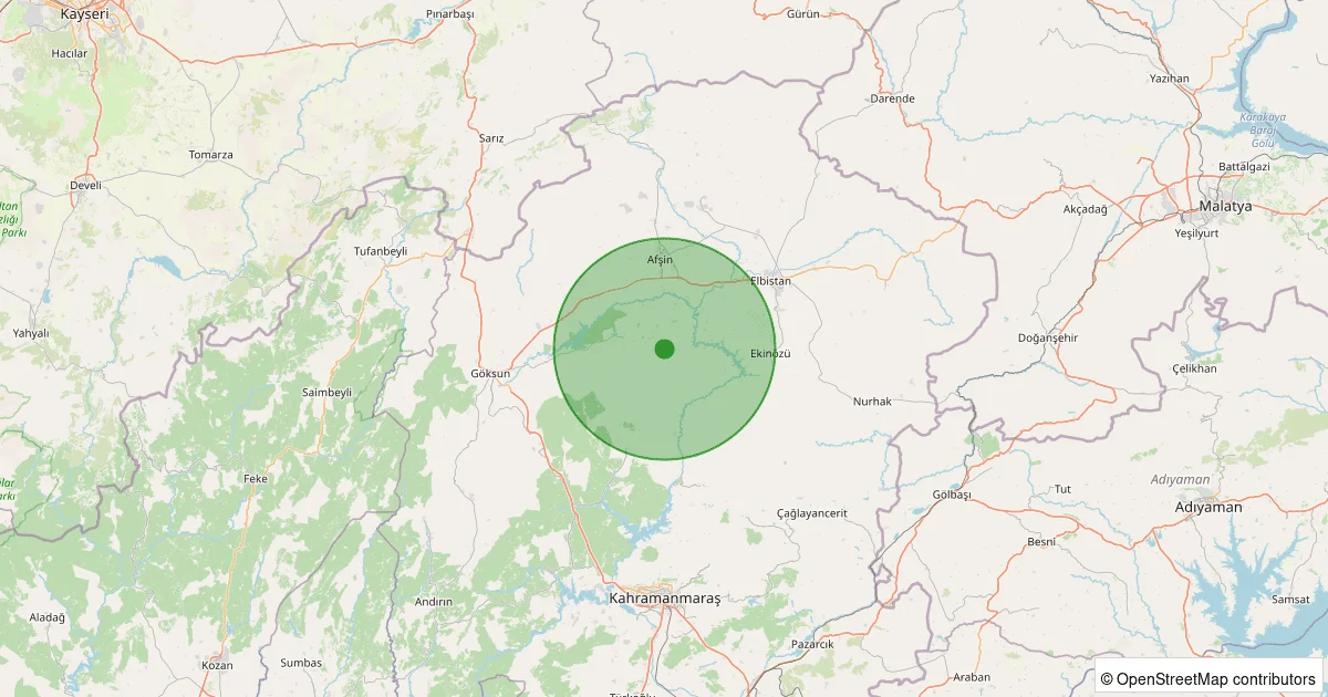 04 Ekim 2025 saat 23:13 - Göksun - 1.70ML depreminin harita gösterimi