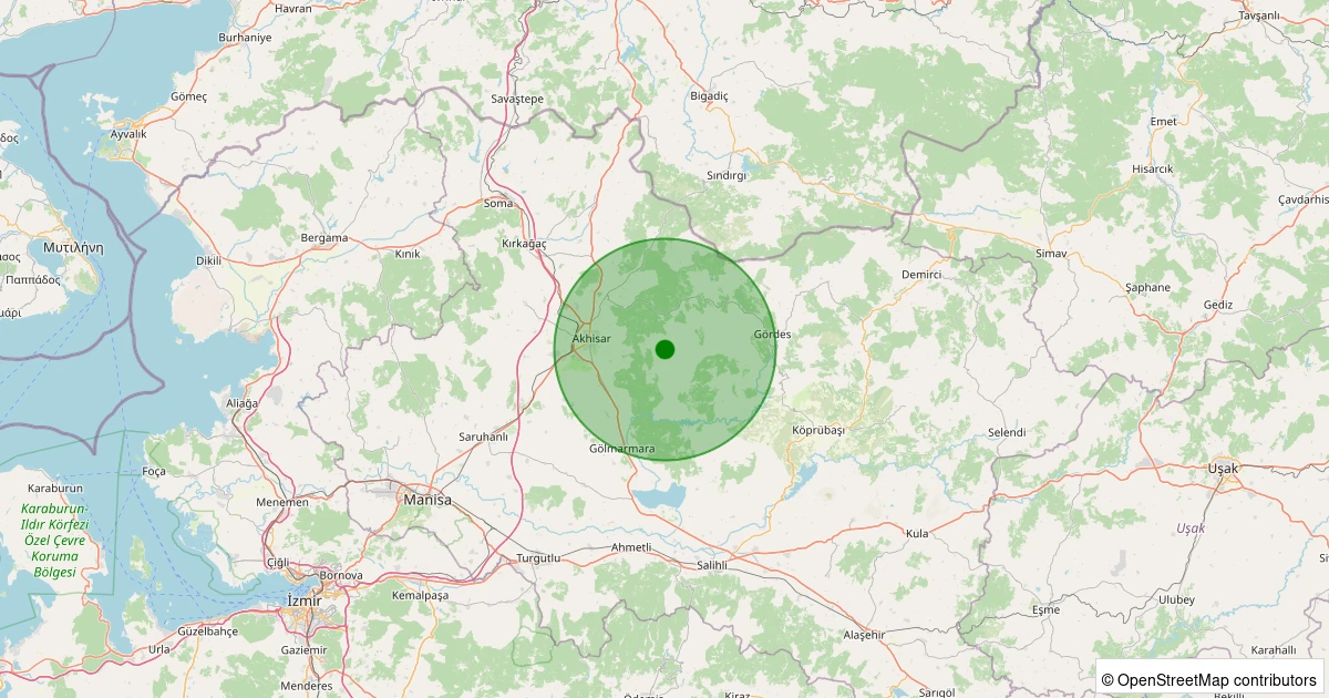 20 Ekim 2025 saat 04:09 - Akhisar - Yayakırıldık Köyü - 2.00ml depreminin harita gösterimi