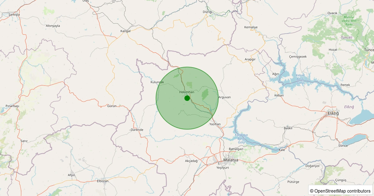 20 Ekim 2025 saat 04:30 - Hekimhan - Güzelyurt Köyü - 1.40ml depreminin harita gösterimi