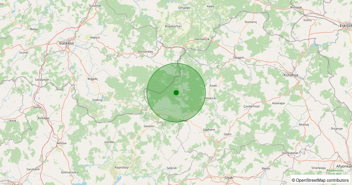 04 Ekim 2025 saat 23:47 - Simav - 1.10ML depreminin harita gösterimi