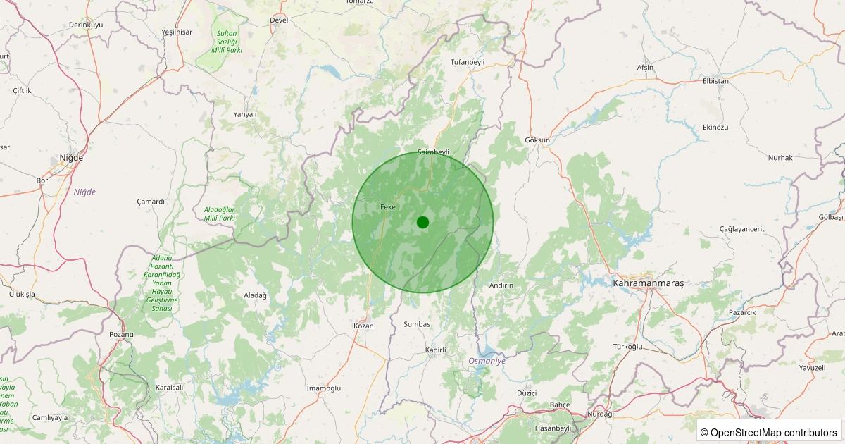 20 Ekim 2025 saat 04:50 - Kozan - Akçalıuşağı - 2.20ml depreminin harita gösterimi