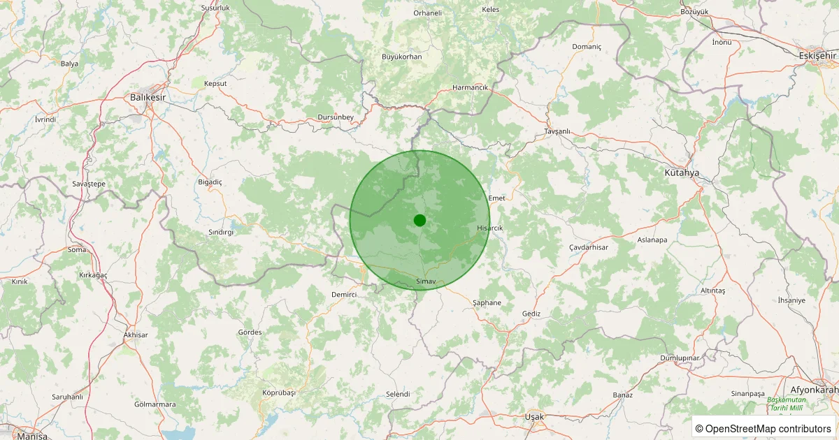 05 Ekim 2025 saat 00:12 - Simav - 1.10ML depreminin harita gösterimi