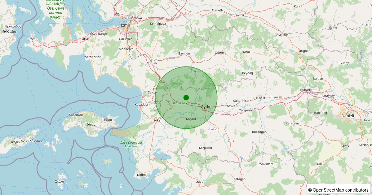 20 Ekim 2025 saat 05:06 - İncirliova - Hamitler - 1.30ml depreminin harita gösterimi