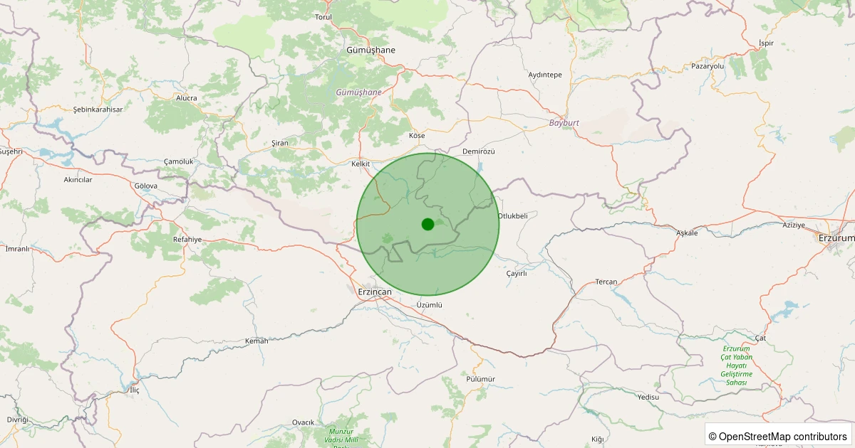 20 Ekim 2025 saat 05:22 - Kelkit - Çömlecik Köyü - 1.70ml depreminin harita gösterimi