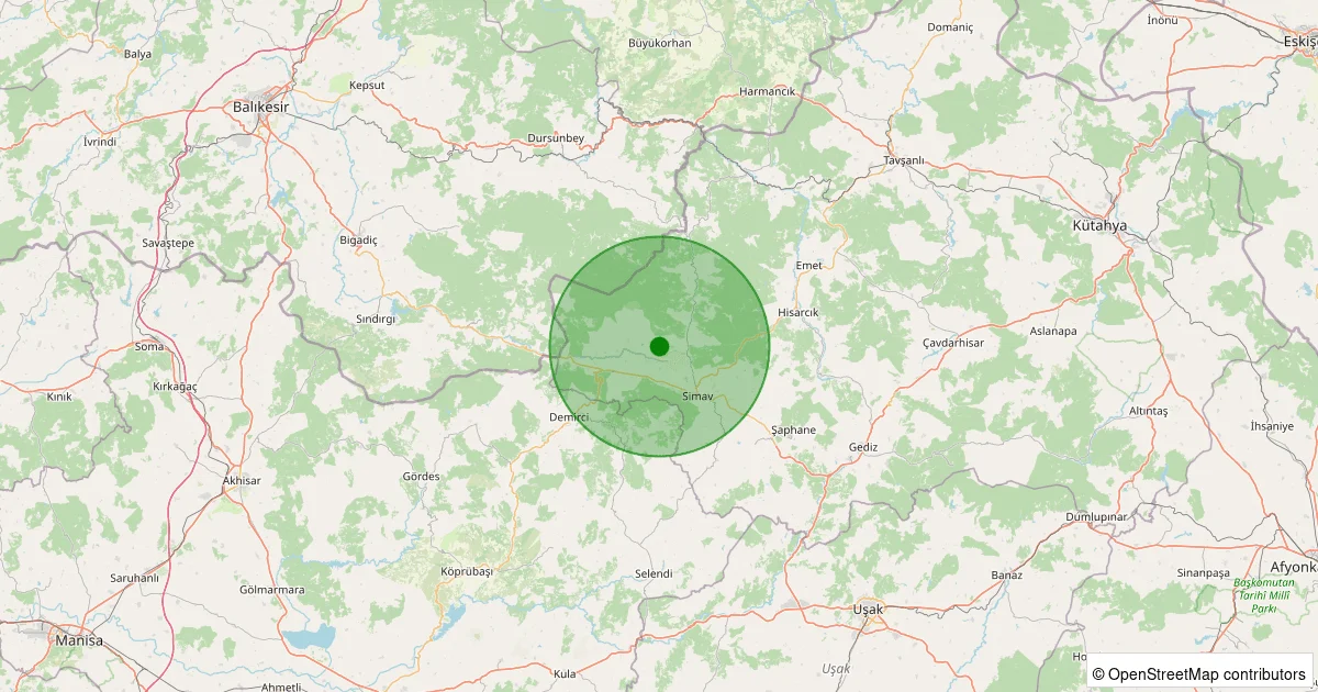05 Ekim 2025 saat 01:18 - Simav - 1.00ML depreminin harita gösterimi
