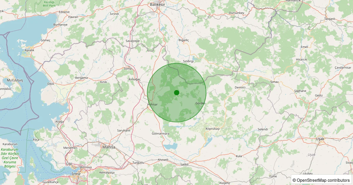 05 Ekim 2025 saat 01:54 - Akhisar - 1.00ML depreminin harita gösterimi
