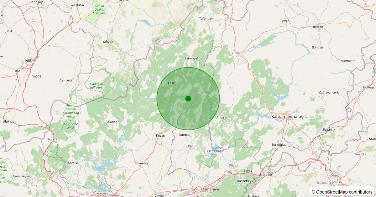 20 Ekim 2025 saat 12:42 - Kozan - Akçalıuşağı - 2.40ml depreminin harita gösterimi