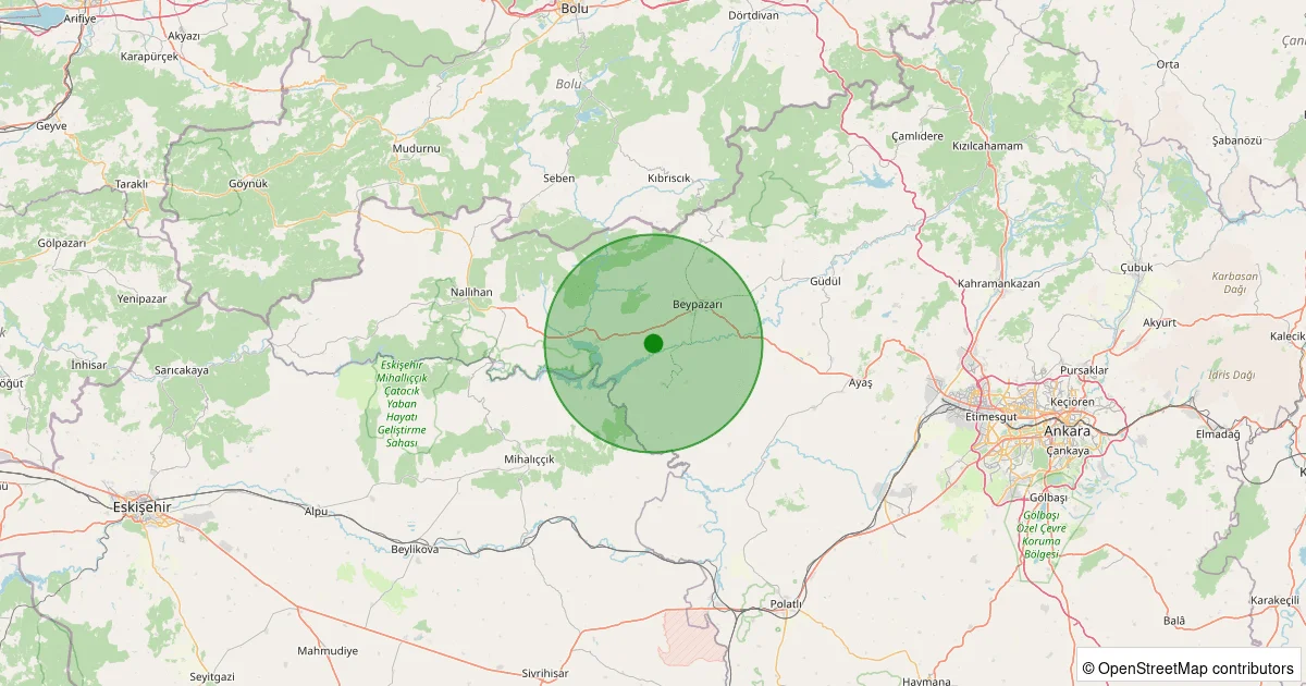 05 Ekim 2025 saat 02:28 - Beypazarı - 1.80ML depreminin harita gösterimi